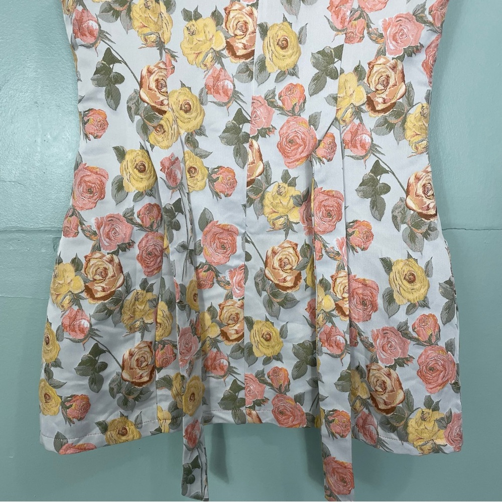 YLLW The Label Esti Mini Dress Citrus Floral Short Sleeve Pockets Large - Picture 10 of 11